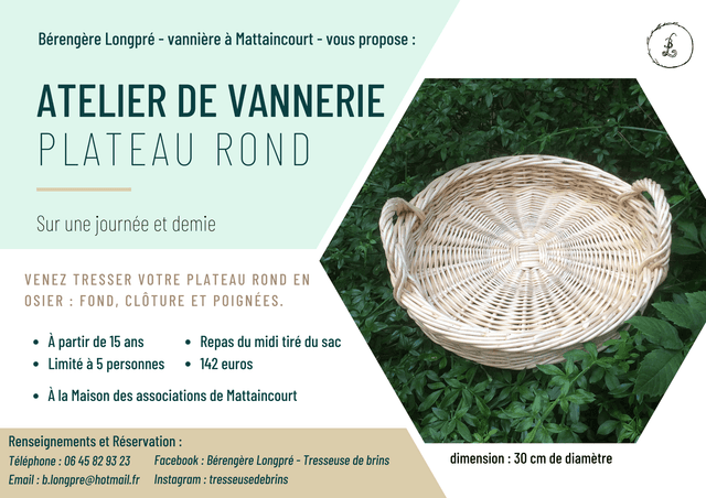 Stage vannerie : plateau rond (1 jour et demi)